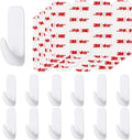 Wall Hooks for Hanging Heavy Duty, Large 12 Self Adhesive Wall with 16 Strips no Damage, Sticky for Key, Shower,Towel, Coat, Door, Hat