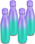 17oz Cola-Bottle Shaped Stainless Steel Leak-proof Water Bottle,Double Wall Vacuum Insulated Metal,Travel Mug For Sports Indoors & Outdoors,BPA-Free Kids Flasks,Purple Green(4Pack)