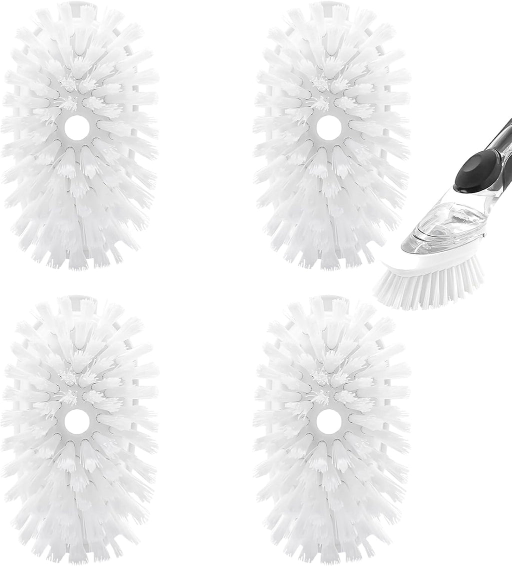 Brush Refills for RIMAY Dish Brush - 4 Pack Dish Brush Cleaning Soap Dispensing Head Replacement for Scrubber (White)