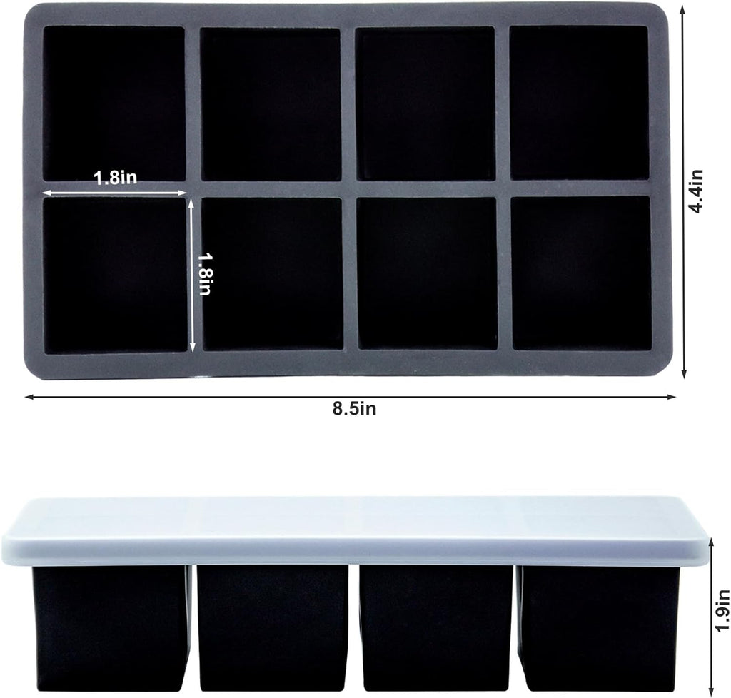 Bangp Large Ice Cube Tray for Whiskey (2 Pack),Metal Reinforced Frame Big Ice Cube Molds,Large Square Ice Cube Trays with lid,Easy Release Ice Trays for making 16 Giant Ice Cubes for Whiskey Cocktails