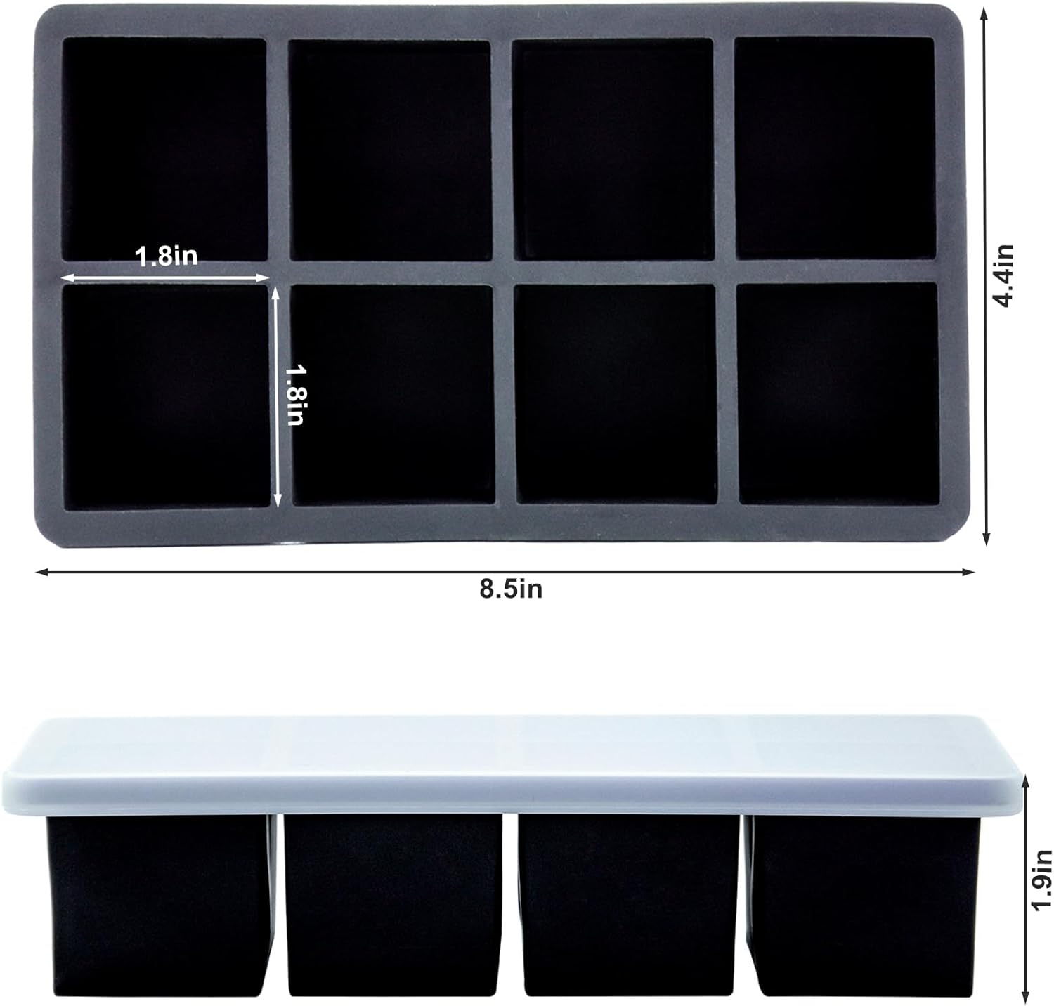 Bangp Large Ice Cube Tray for Whiskey (2 Pack),Metal Reinforced Frame Big Ice Cube Molds,Large Square Ice Cube Trays with lid,Easy Release Ice Trays for making 16 Giant Ice Cubes for Whiskey Cocktails