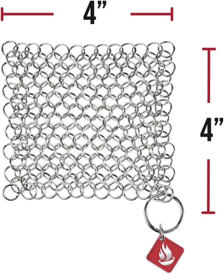 Knapp Made Original CM Scrubber 4" Chainmail Scrubber - Cleaner For Cast Iron, Stainless Steel, Hard Anodized Cookware and Other Pots & Pans