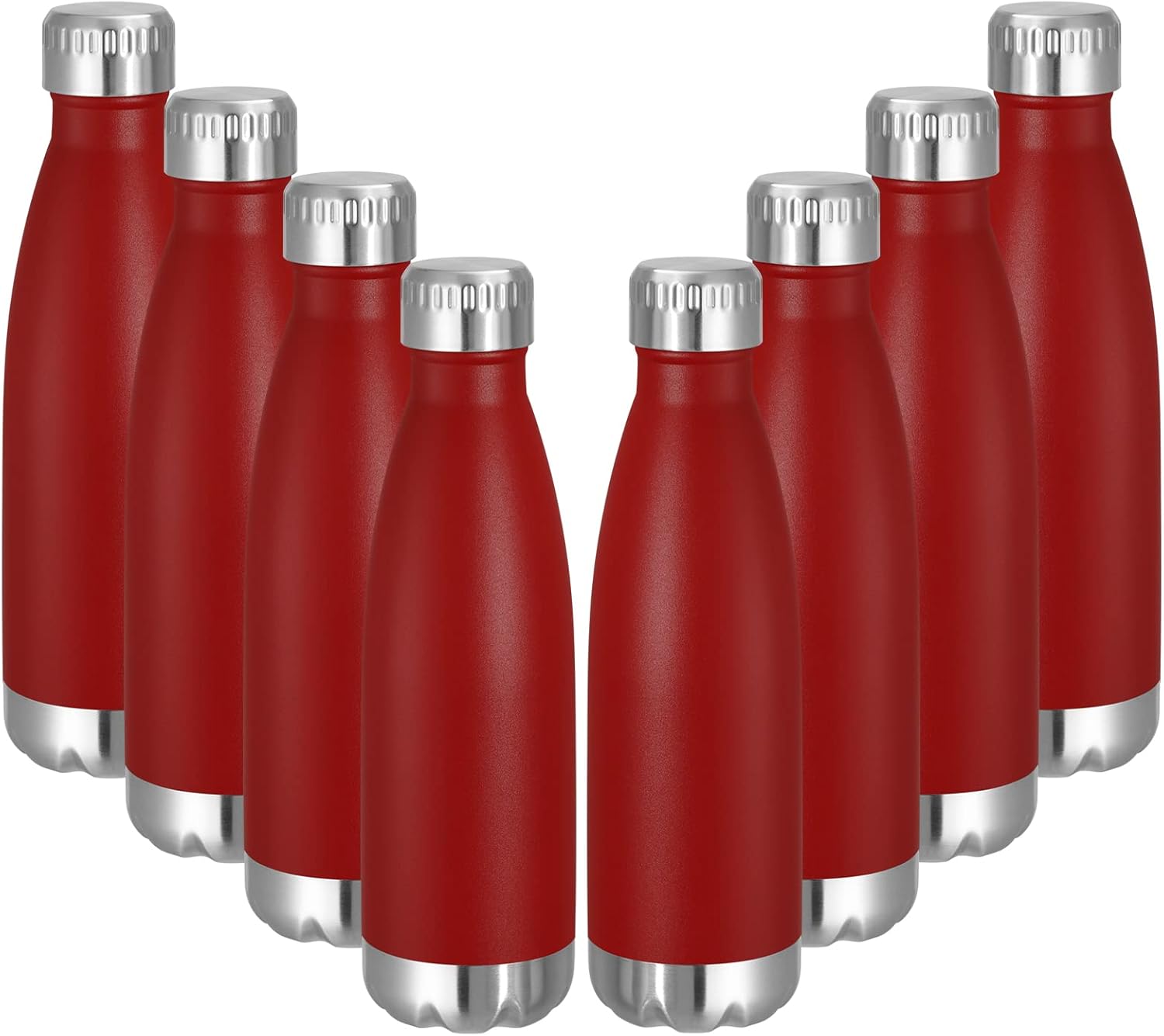 VEGOND 17oz Stainless Steel Water Bottles Bulk, Reusable Metal Sports Water Bottle Keeps Drink Hot and Cold, BPA Free Double Wall Vacuum Cola Shape Insulated Water Bottles for Camping Gym, 8 Pack