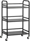 HDANI 3 Tier Rolling Cart,Heavy Duty Multifunctional Metal Frame-Supports 22 Lbs Per Tier,Rolling Cart with 2 Lockable Wheels for Office,Home,Bedroom,Kitchen,Bathroom (Black)…