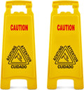 Wet Floor Sign, Slippery When Wet A-Frame Caution Sign, Bright Yellow 2 PACK