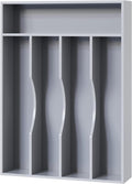 Bellsal Grey Utensil Organizer 10 Inch Silverware Tray for Drawer Utensil Holder Cutlery Organizer Kitchen Drawer Organizer 5 Compartment Small Narrow Bamboo