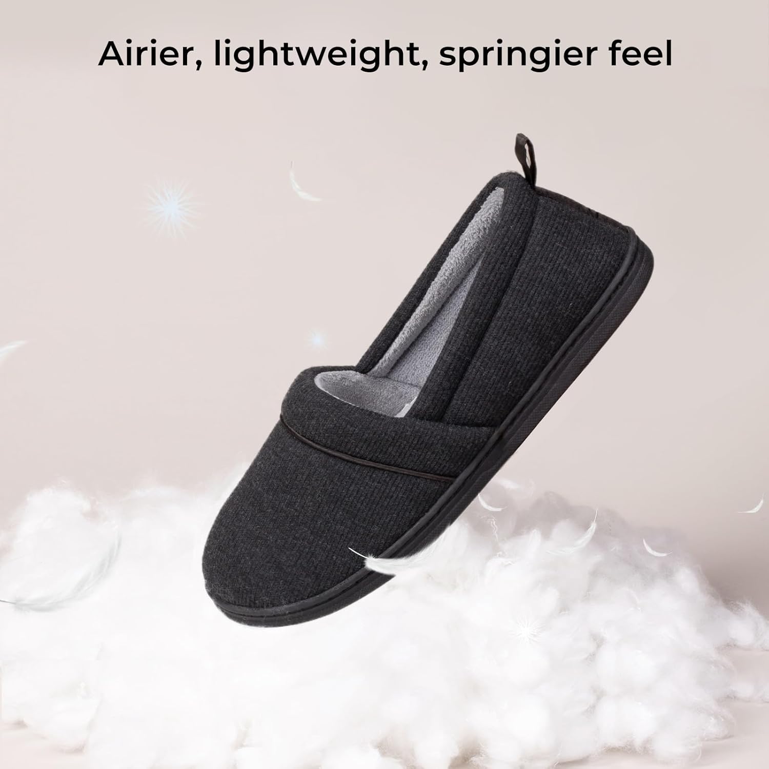HomeTop Women's Comfy Loafer Slippers Lightweight Memory Foam Non-slip Indoor House Shoes