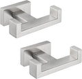 Angle Simple Bathroom Double Hook 2 PCS, SUS304 Stainless Steel Hand Towel Holder, Bath Towel Hanger, Modern Robe Hook for Wall, Brushed Nickel