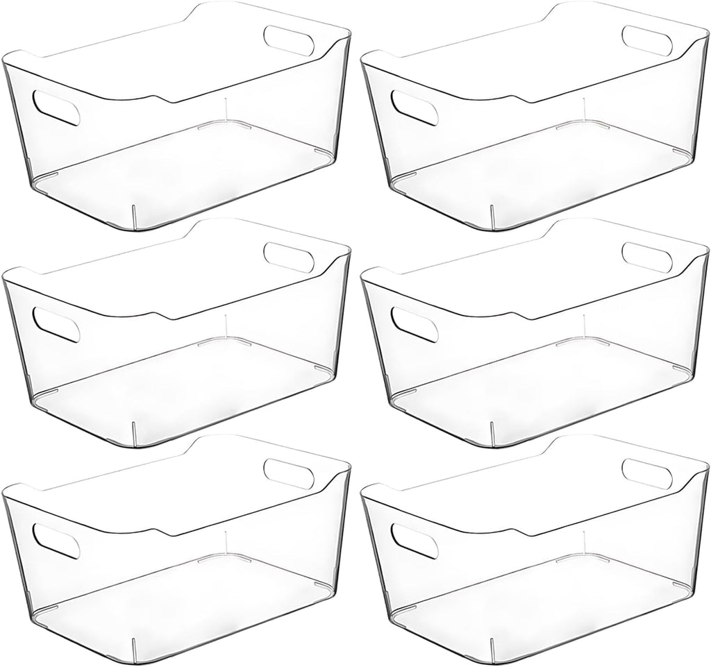 Clear Extra Large Plastic Storage Bins, Pantry Organizers and Storage Containers Fridge Organizer Bins for Organizing Home, Kitchen Organization. Bathroom, Refrigerator, Freezer, Laundry Room