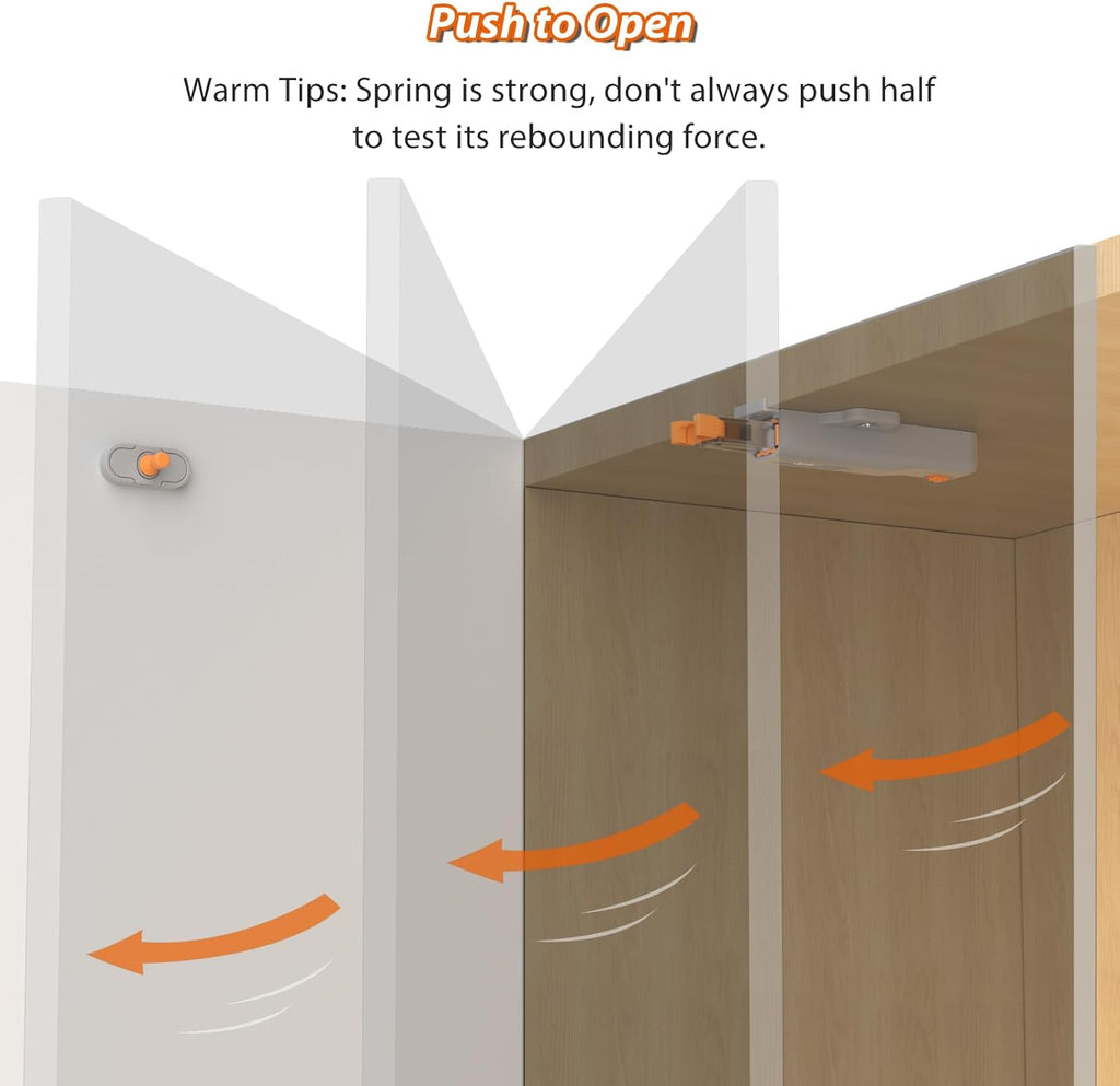 Push to Close Cabinet Latch, Jiayi 10 Pack Push Open Hardware, Cabinet Press Out Latch for Door, Non-Magnetic RV Drawer Closure, Heavy Duty RV Door Catch, Touch Latch for Kitchen