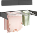 Wall Mounted Clothes Drying Rack 32", Foldable Wall Mount Laundry Rack Folding Indoor, Drying Rack Clothing Collapsible, Hidden Space Saver with Wall Template, 5 Rods, Black
