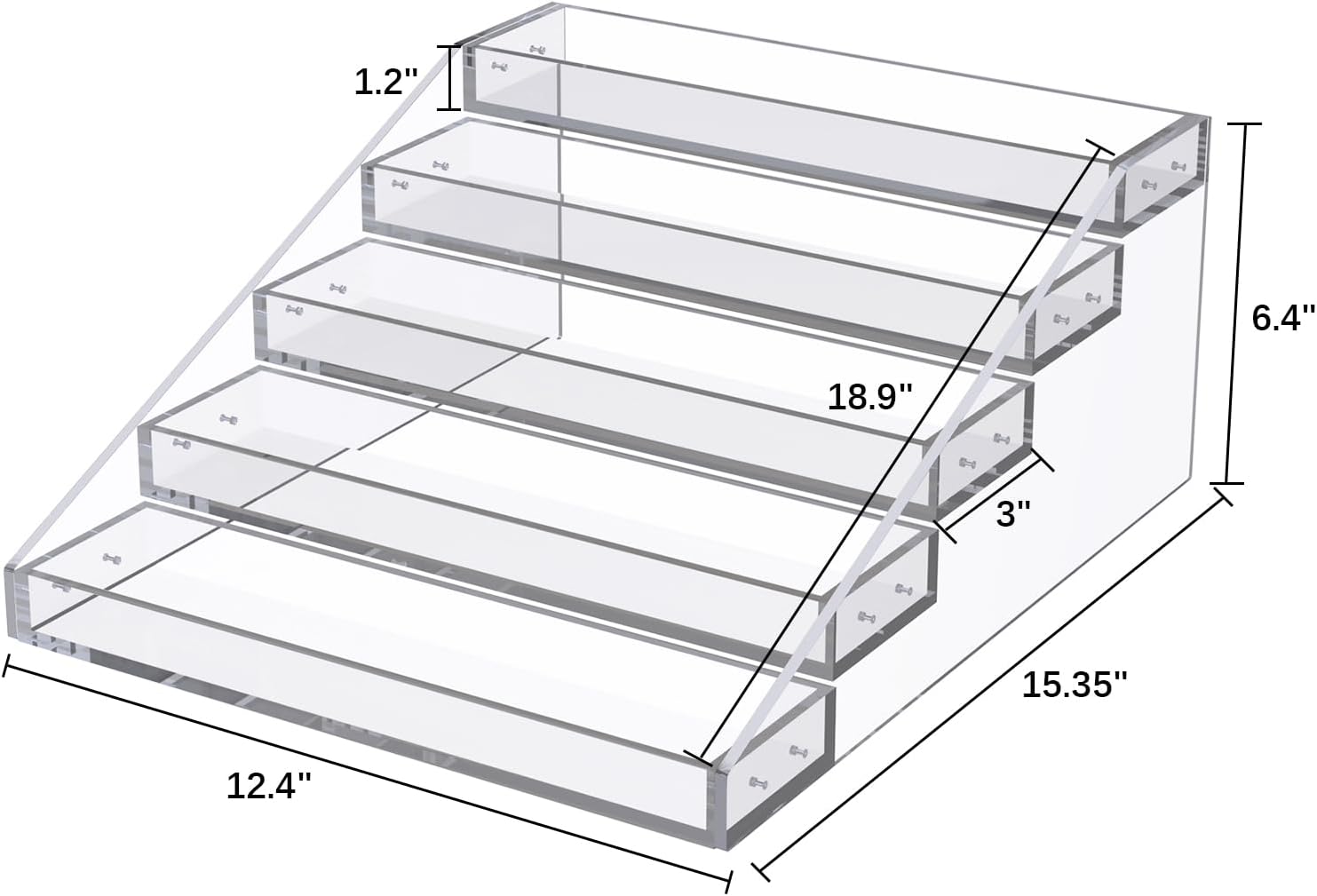 PMMASTO Widen Tiered Spice Rack, Seasoning Organizer, Clear Acrylic Vertical Shelves Can Organizer for Countertop, Cabinet, Pantry, Kitchen Organization and Storage - 5 Tier