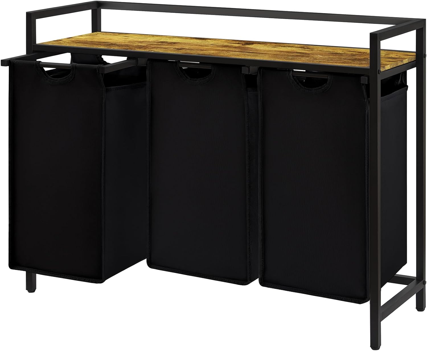 Lifewit Laundry Hamper 3 Section, 120L Pull out Laundry Clothes Basket Organizer with Large Top Shelf and 3 Removable Bags and Handles, Laundry Sorter for Laundry Room Bedroom Bathroom Dorm, Black