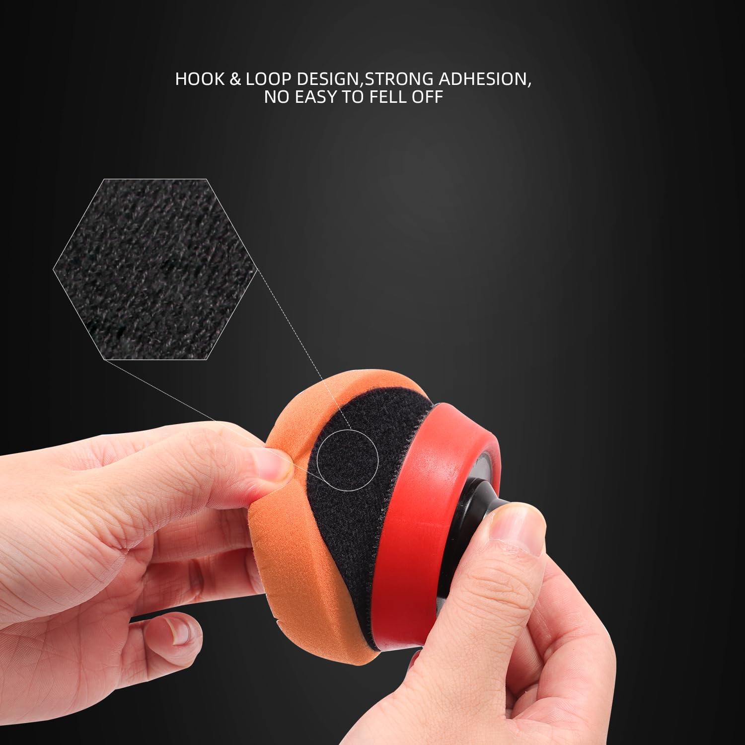 SPTA Orange Light Cut Pad, Buffing Polishing Pads, 1Pc 3.5 Inch Face for 3 Inch 80mm Backing Plate Compound Buffing Sponge Pads for Car Buffer Polisher Compounding, Polishing and Waxing -FPTSS3O