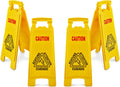 Wet Floor Sign, Slippery When Wet A-Frame Caution Sign, Bright Yellow 4 PACK