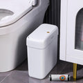 JOYBOS Bathroom Trash Can with Lid,3 Gallon Small Garbage Can with Press Top Lid,10L Dogproof Slim Plastic Narrow Trash Bin for Toilet, Office, Bedroom, Living Room, Grey
