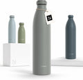 LARS NYSØM Stainless Steel Insulated Water Bottle 12oz 17oz 25oz 34oz 51oz | Insulated Thermo Flask for Hot and Cold Beverages | Leakproof Drinking Bottle (Ash Gray, 33.9 oz)