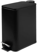 Stainless Steel Small Trash Can with Lid & Step Pedal - 6 Liters/1.6 Gallon Soft Close Garbage Can with Removeable Inner Bucket - Trash Cans for Bathroom, Bedroom, Kitchen & Office (Black)