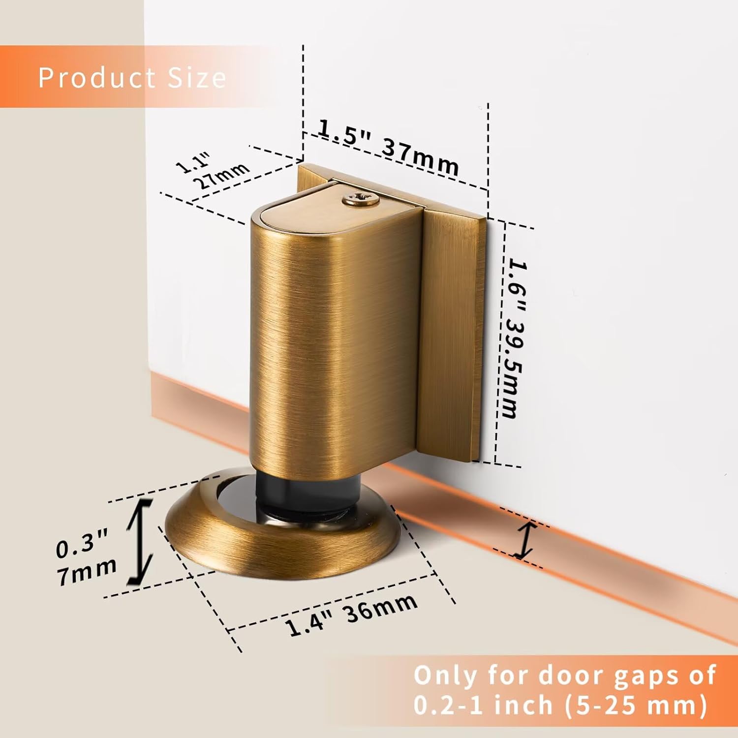 Bak Bo Magnetic Door Stoppers 4 Pack Bottom of Door Holder Keep Door Open No Drilling Magnet Floor Door Stop with Screws and Adhesive Antique Brass DS268AB-4