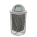 COATEDOUTDOORFURNITURE RDT-P-Gry Heavy Duty Round Trash Receptacle with Dome Top, Liner Included, 32 Gallon, Gray, Made in America