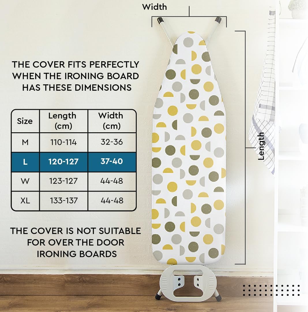 Encasa XO Ironing Board Cover and Pad 54"x15" - Thick 3mm Felt Padding, Drawstring Tightening & Lock, Easy Fit, Scorch & Stain Resistant, Fits Standard Large Ironing Board - Aztec