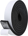 Weather Stripping Door Seal Strip- 2 Inch X 1/2 Inch X 10Feet, Strong Adhesive, Lightproof, Soundproof, Weatherproof Foam Tape Insulation for Sliding Door, Front Door Frame, Windows- Black