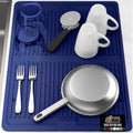 GORILLA GRIP 100% BPA-Free Patented Silicone Dish Drying Mat for Kitchen Counter, 18x24 Inch, Water Catching Ribbed Design, Easy Clean Waterproof Sink Liner, Heat Resistant, Fits Under Rack, Blue