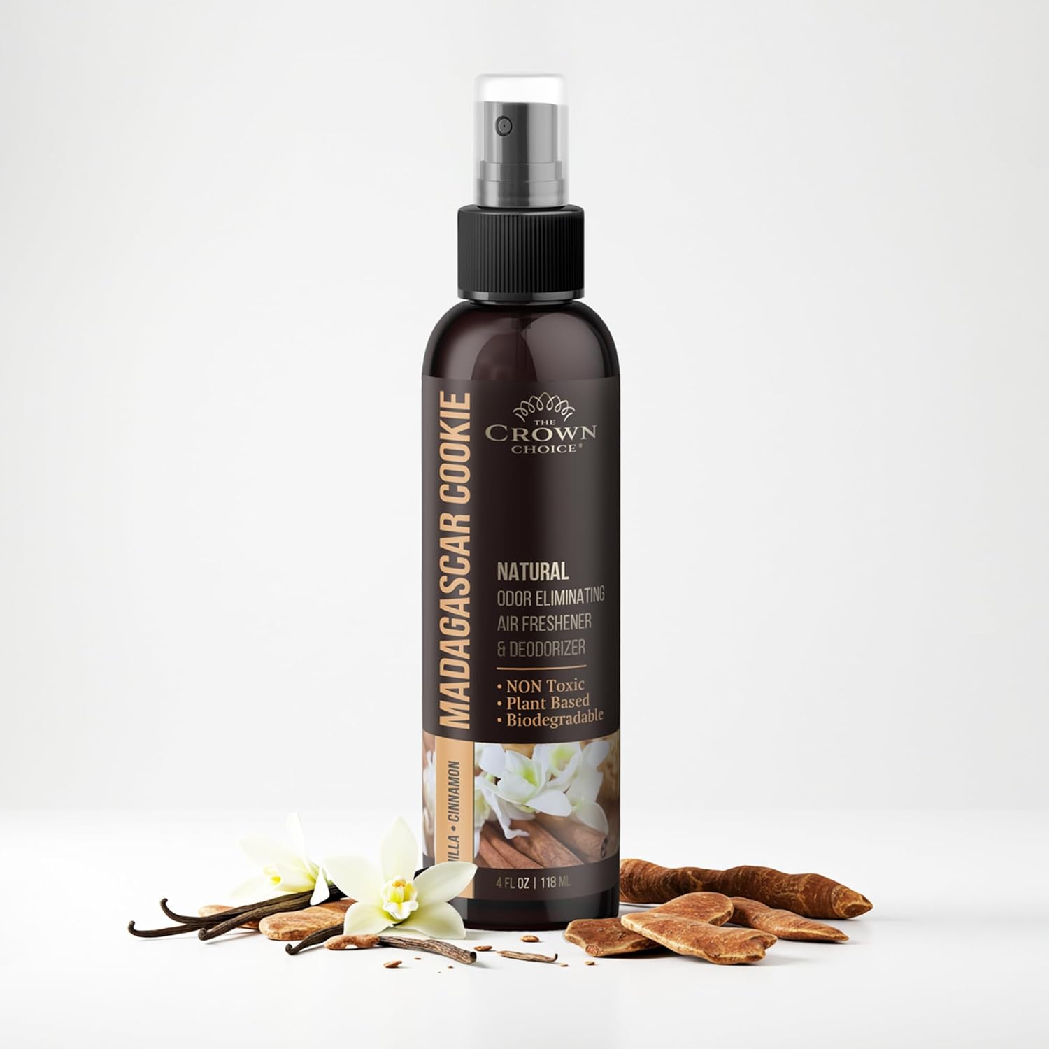 Non-Toxic Odor Eliminator, Natural Vanilla & Cinnamon Air Freshener Spray for Home, Room, Closet & Couch Deodorizer, Long Lasting Bathroom & Toilet Freshener, Safe for Kids & Pets - 4 oz Pack of 1