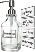 JASAI Antique Design Soap Dispenser with Rust Proof 304 Stainless Steel Pump, Refillable Clear Glass soap Dispenser with 10Pcs Clear Stickers, Premium Kitchen & Bathroom Soap Dispenser