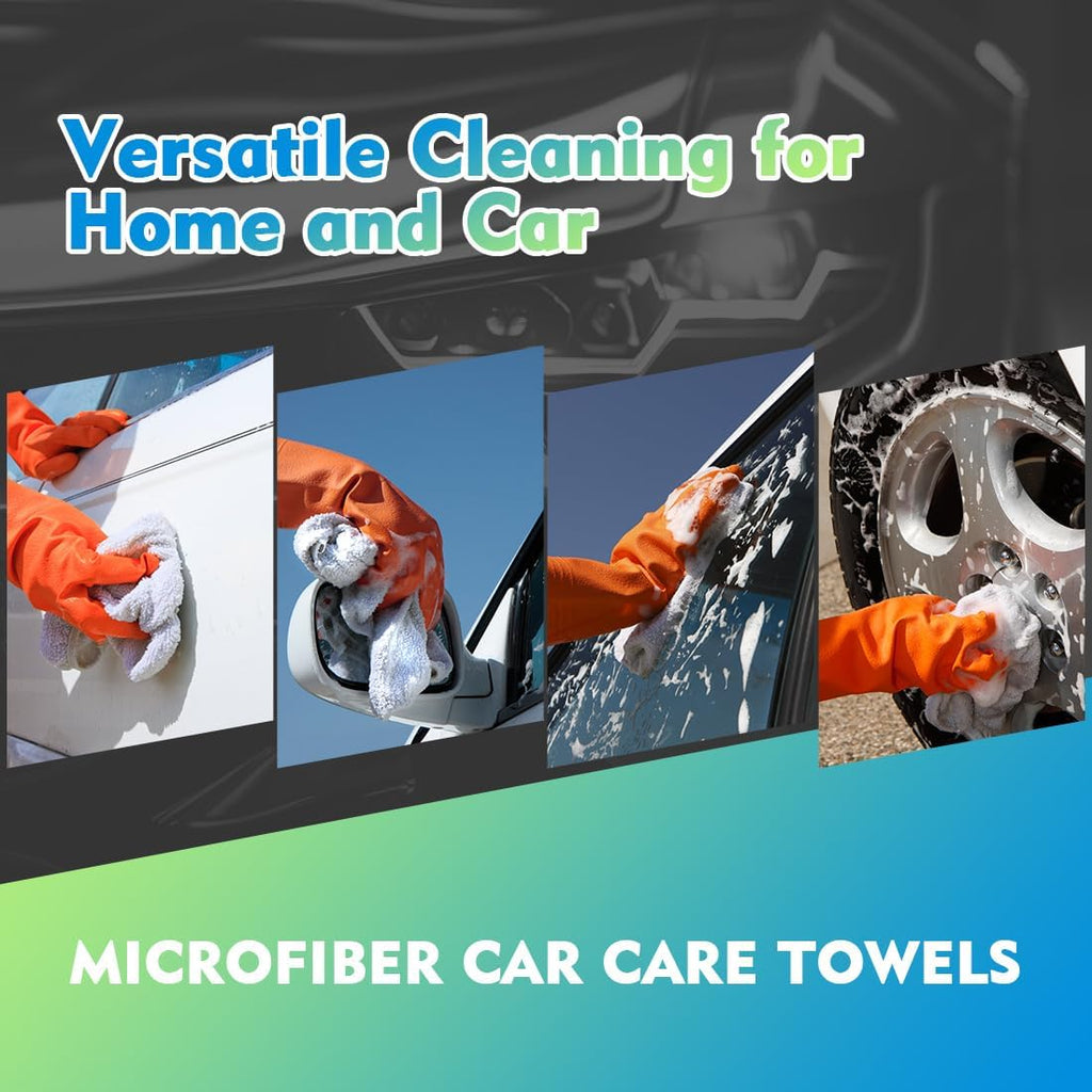 HOMEXCEL Microfiber Cleaning Cloth 6 Pack 12.5 x 12.5 inch Microfiber Towels for Cars Ultra Absorbent Car Washing Cloth Lint Free Streak Free Cleaning Rags for Car Kitchen Window White