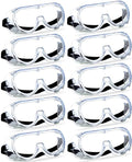Super More 10PCS Anti-Fog Protective Safety Goggles Clear Lens Wide-Vision Adjustable Chemical Splash Eye Protection Soft Lightweight Eyewear