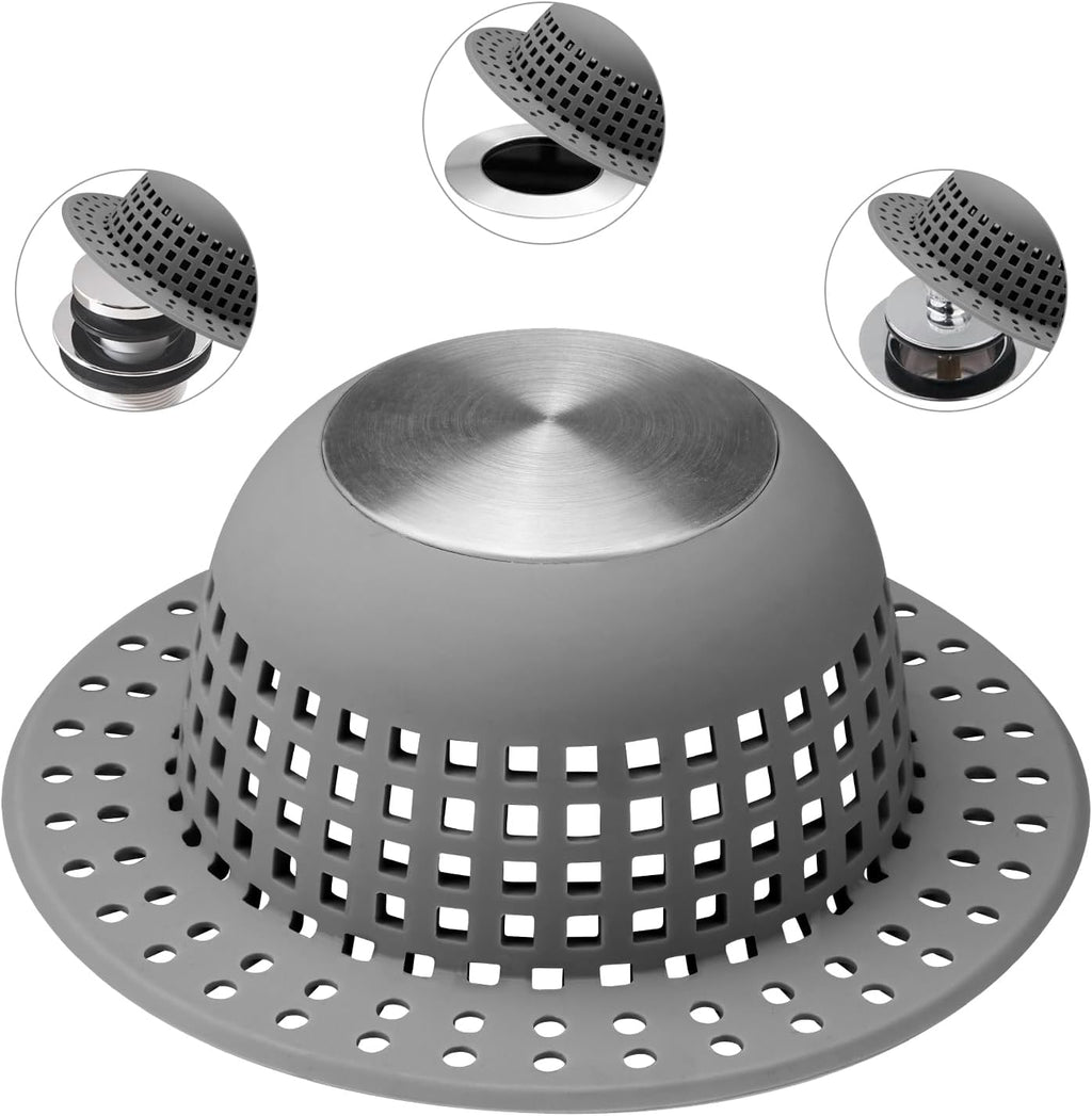 Shower Drain Hair Catcher, Bathtub Drain Cover Foldable Silicone Shower & Tub Protector for Pop-Up & Regular Drains