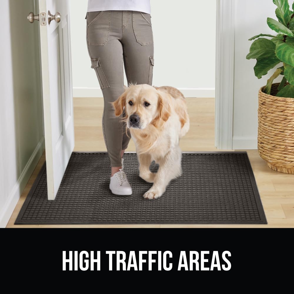 GORILLA GRIP Front Door Mat, 47x35, Indoor Outdoor Ultra Absorbent HydroAbsorb Doormat, Absorbs Up to 6 Cups of Water, Stain and Fade Resistant, Rubber Backing Doormats, Captures Dirt, Charcoal