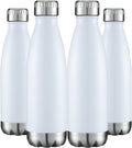 HASLE OUTFITTERS 17oz Stainless Steel Water Bottles Bulk, Vacuum Insulated Water Bottles Double Walled Powder Coated Reusable Metal Sports Water Bottles Keep Drinks Hot and Cold, White, 4Packs