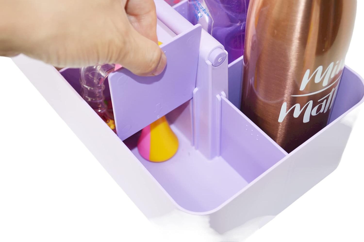 2 PACK Portable DIY 8 Dividers Durable Plastic Tote Tool & Supply Cleaning Caddy with Handle Made In USA (Lavender)
