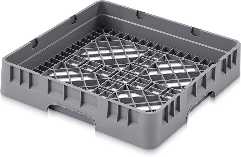 Commercial Dishwasher Tray Rack Polypropylene Full Size Flatware Rack for Bowls Plates Knives Forks Cups, Gray