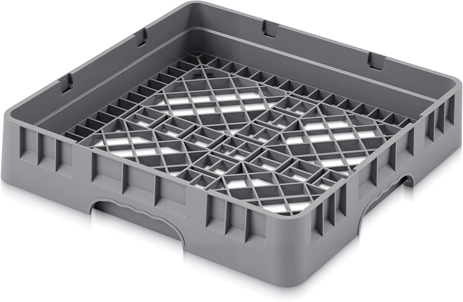 Commercial Dishwasher Tray Rack Polypropylene Full Size Flatware Rack for Bowls Plates Knives Forks Cups, Gray