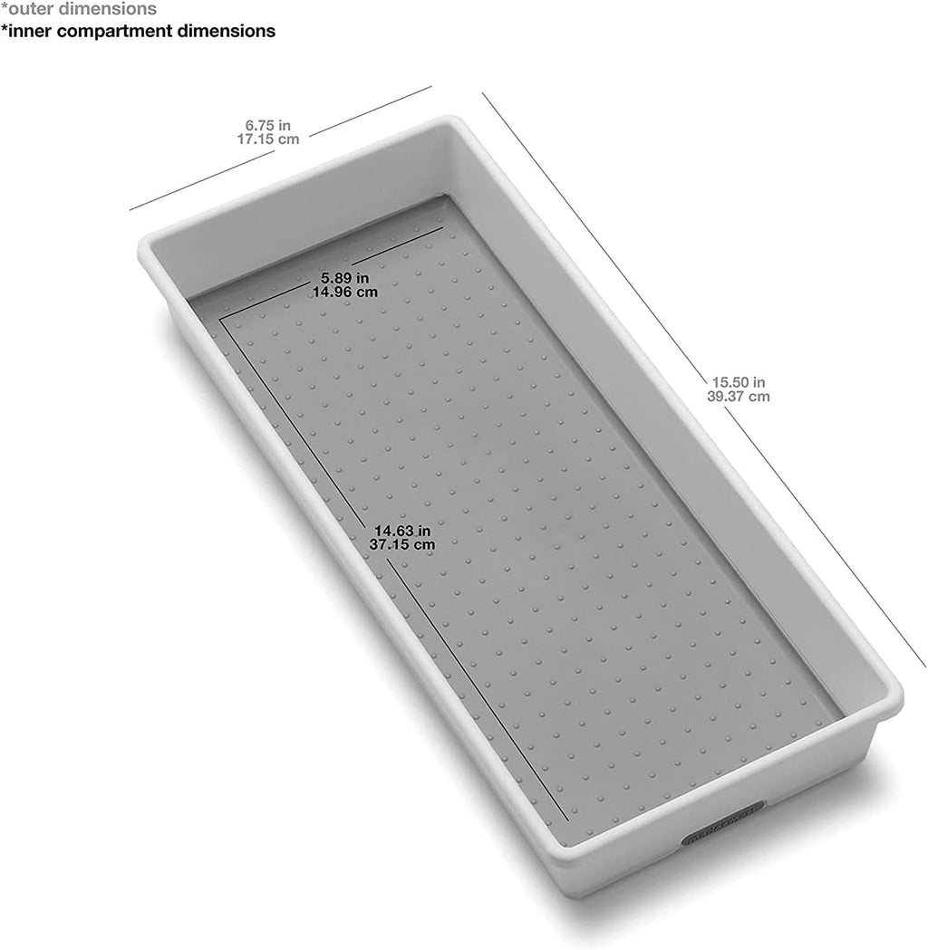 madesmart Antimicrobial Classic 15 x 6 Bin, Drawer Organizer, Multi-Purpose Home Organization, EPA Certified, White