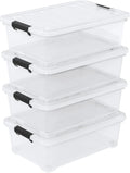 20L Under Bed Storage Containers, Closet Organizers and Storage Bins, Under Bed Storage Box with Wheels, Set of 4