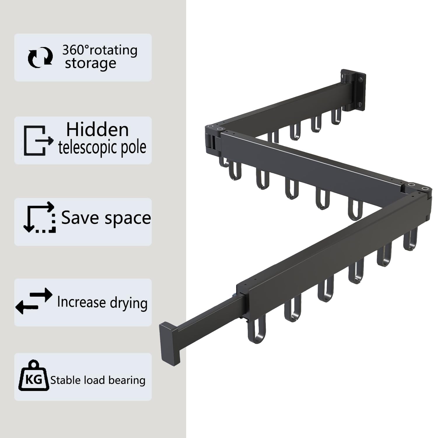AIJALY Wall-Mounted Drying Rack for Laundry Room Organization, Sturdy Foldable and Removable Drying Rack for Laundry Room and Balcony