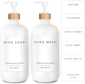 Emerson Soap Dispenser, Dish Soap Dispenser for Kitchen, Soap Dispenser Bathroom Set, Hand Soap Dispenser, Kitchen Soap Dispenser Set - Glass Soap Dispenser with Pump and Labels, 16 Oz, 2 Pack