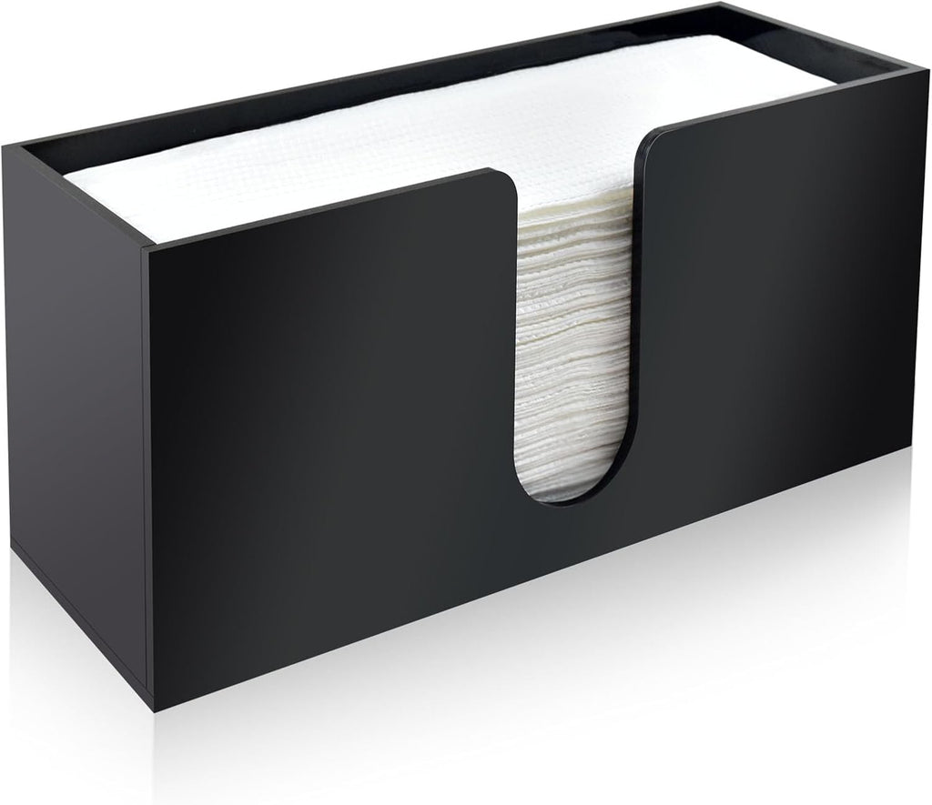 1Pack Paper Towel Holder Countertop, Black Acrylic Napkin Dispenser, Multifold Paper Towel Dispenser for Z-fold C-fold MultiFold Trifold-Bathroom Toilet Kitchen Restaurant