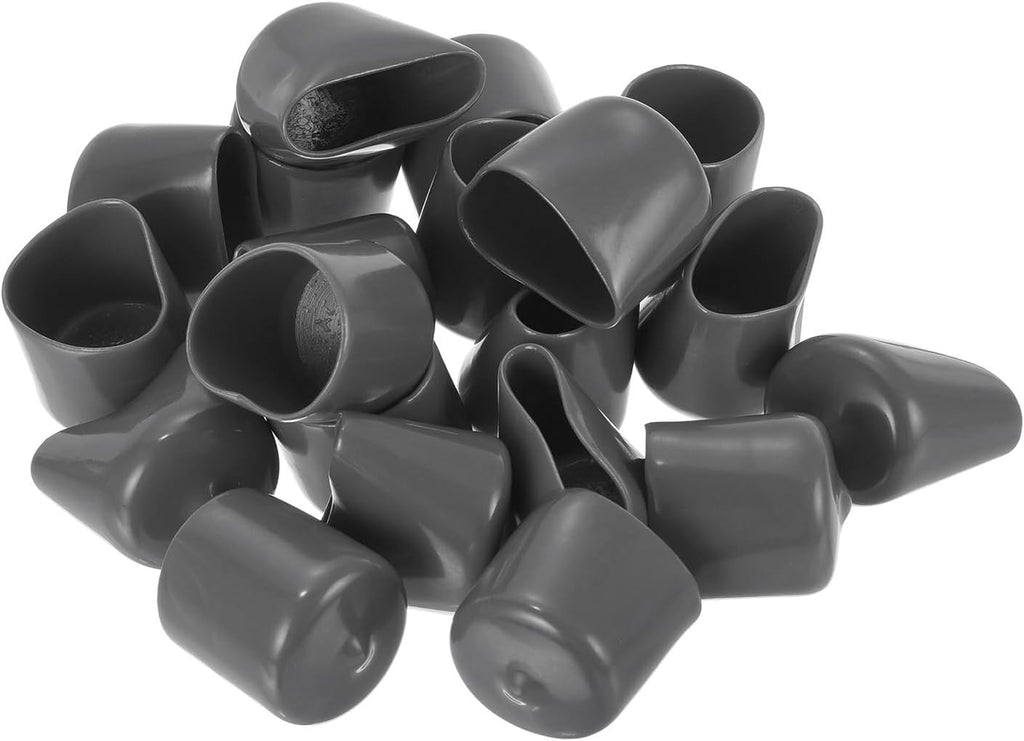 uxcell 20pcs Rubber End Caps 25mm(1") ID Vinyl PVC Round Tube Bolt Cap Cover Screw Thread Protectors Dark Grey