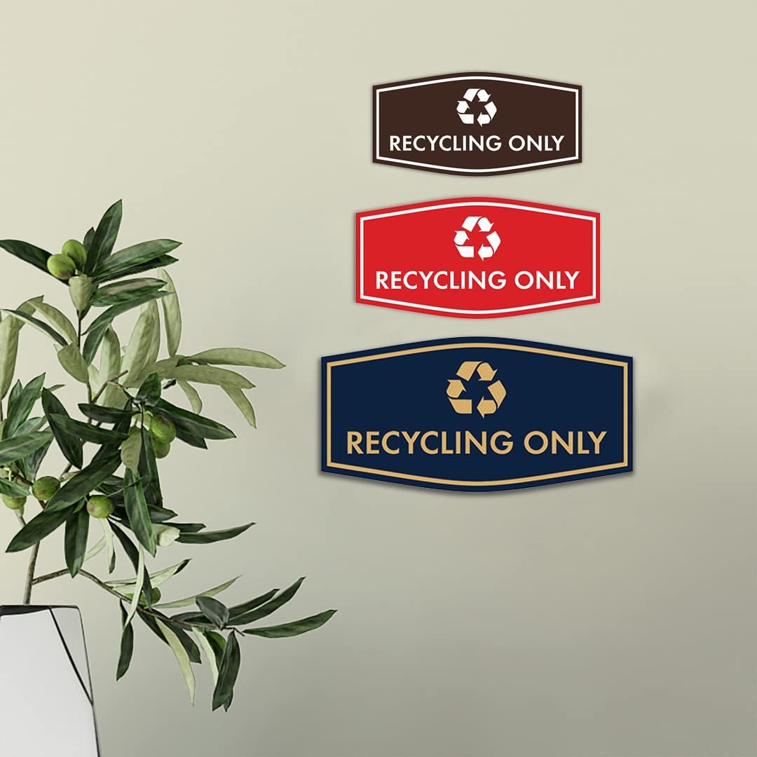Fancy Recycling Only Sign (Navy Blue/White) - Small
