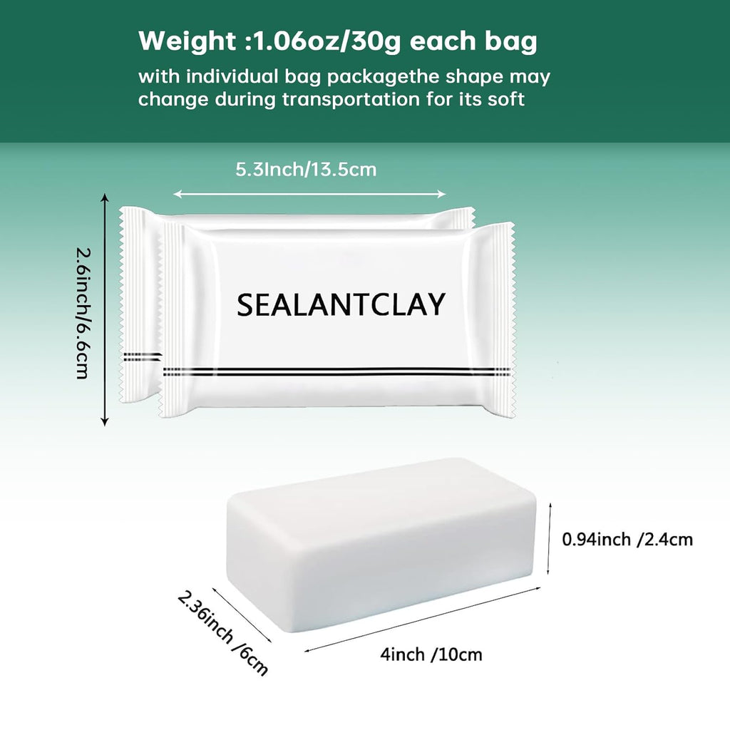 Pack of 20 White Seal Putty Waterproof Duct Seal Repair Sealing Clay, Quick Mending Mud for Drain Connection, Wall Hole, Air Conditioning Hole