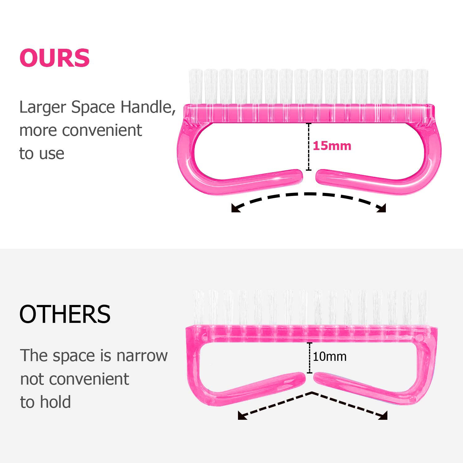 Handle Grip Nail Brush, Hand Fingernail Brush Cleaner Scrubbing Kit Pedicure for Toes and Nails Men Women (4 Pack)