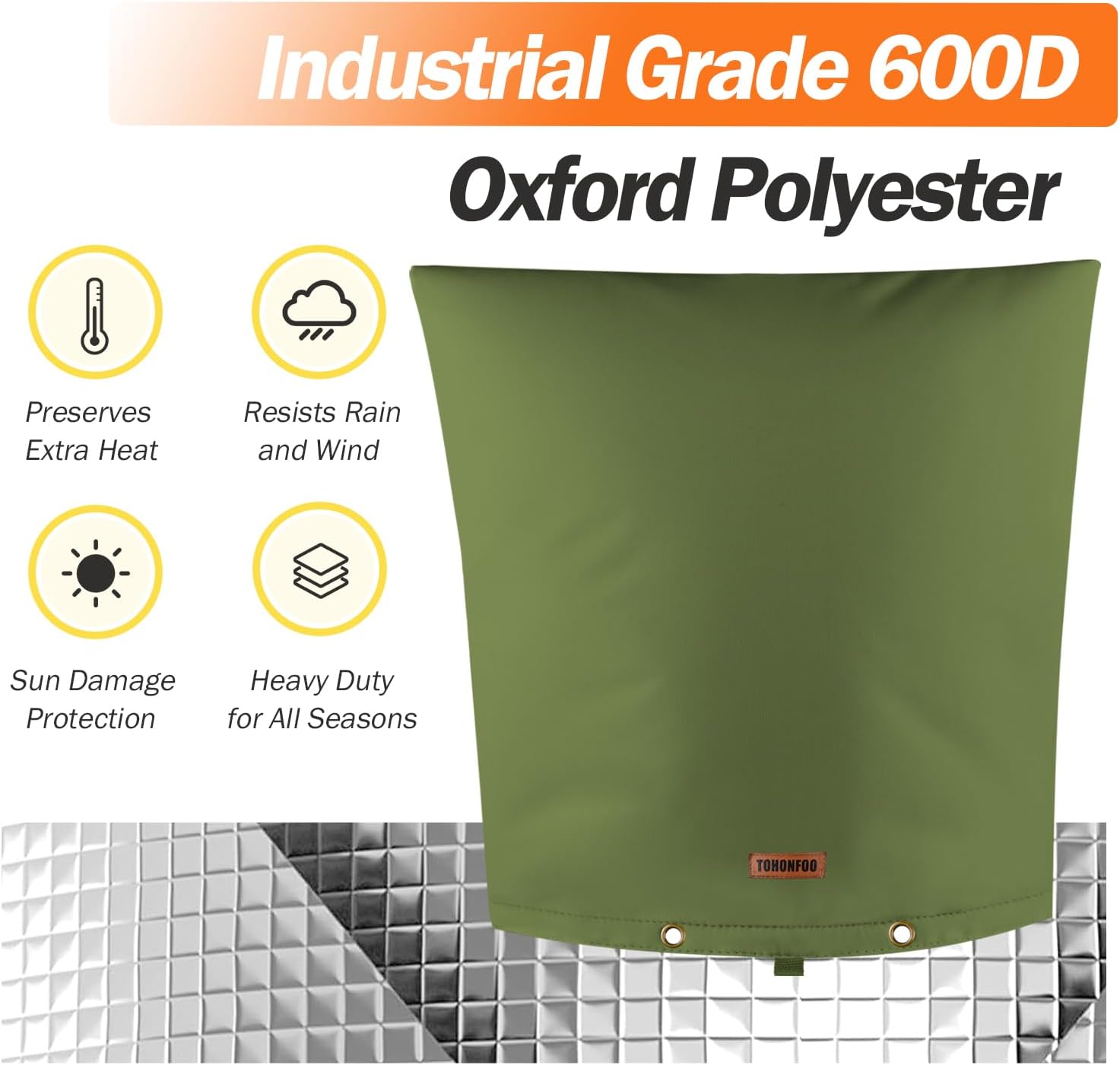 TOHONFOO Backflow Preventer Pipe Insulation Cover (5°F) - Irrigation Sprinkler Valve Insulated Pouch - Water Well Pump Cover - Sturdy 5 Layers for Winter Freeze Protection, 24" W x 26" H, Green