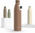 LARS NYSØM Stainless Steel Insulated Water Bottle 12oz 17oz 25oz 34oz 51oz | Insulated Thermo Flask for Hot and Cold Beverages | Leakproof Drinking Bottle (Mocha Brown, 33.9 oz)