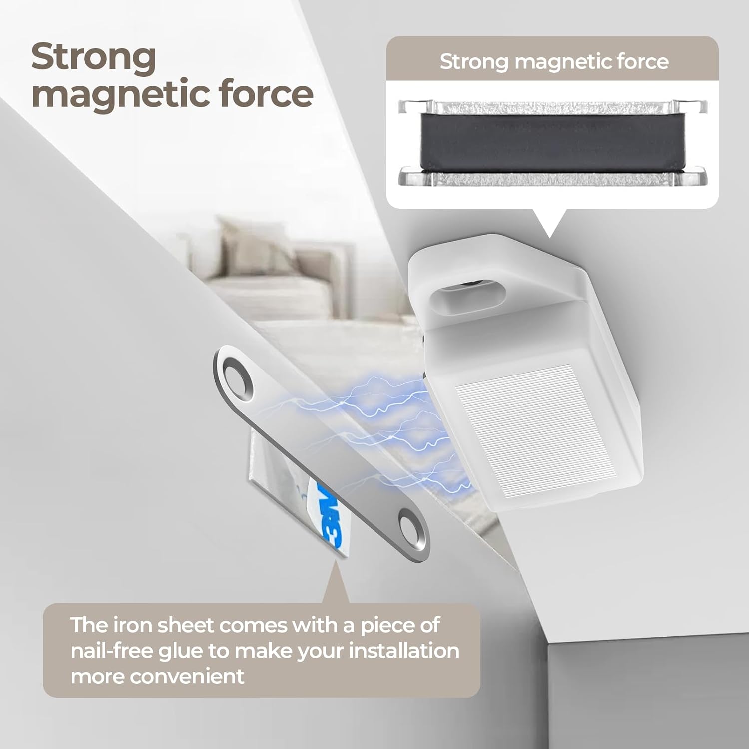 Cabinet Magnetic Catch Door Latch 30LB for Kitchen Drawer Magnets to Stay Closed Magnetic Catch Closet for Drawer（White 12 Pack）