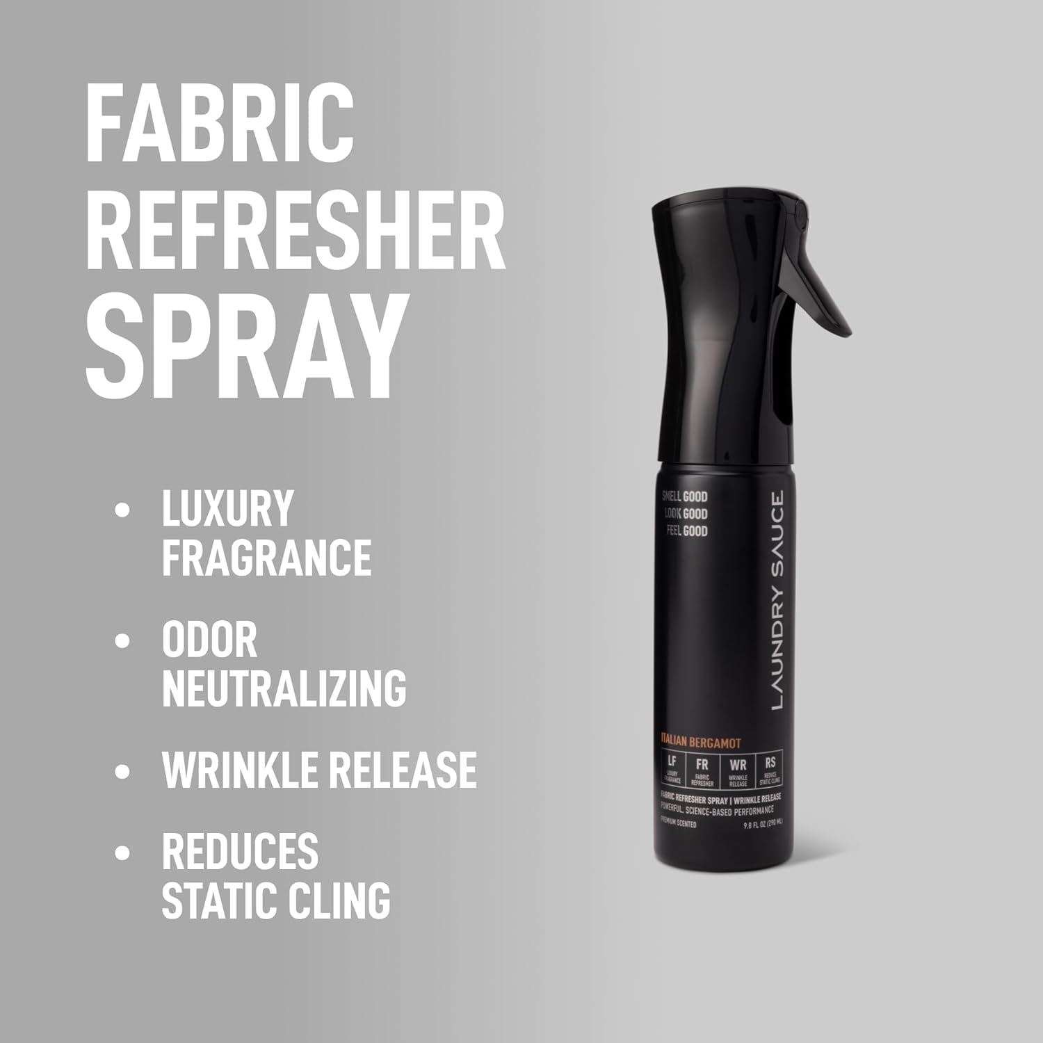 Laundry Sauce Fabric Refresher Spray Italian Bergamot, Odor-Fighting Fabric Refresher, Fragrance and Laundry Scent, 9.8 fl oz